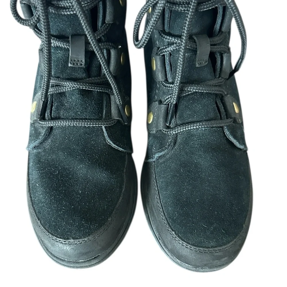 Sorel Women's Explorer Joan Snow‎ Boots in Black Suede & Leather Winter Size 8.5